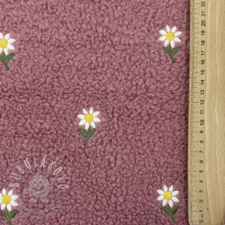 Kabátovina TEDDY EMBROIDERY Flowers old pink