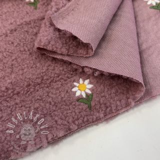 Kabátovina TEDDY EMBROIDERY Flowers old pink
