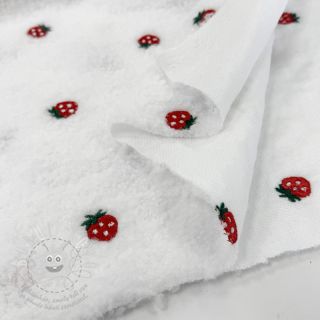 Kabátovina TEDDY EMBROIDERY Strawberries white