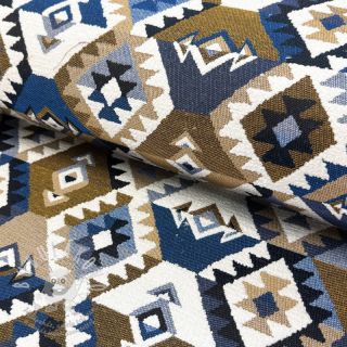 Dekorační látka jacquard Kilim cobalt havane
