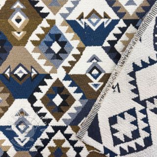 Dekorační látka jacquard Kilim cobalt havane