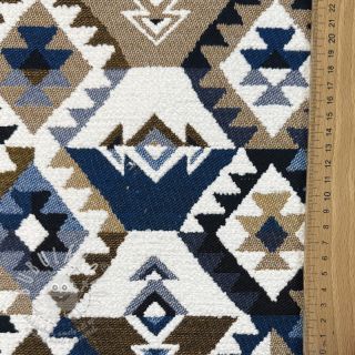 Dekorační látka jacquard Kilim cobalt havane