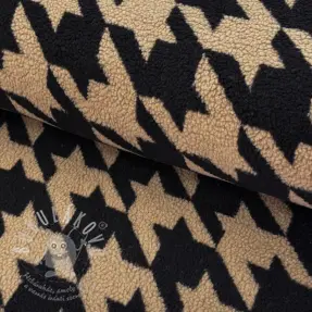 Kabátovina TEDDY JACQUARD PIED DE POULE camel