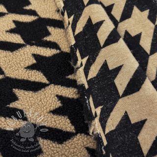 Kabátovina TEDDY JACQUARD PIED DE POULE camel