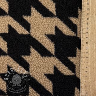 Kabátovina TEDDY JACQUARD PIED DE POULE camel