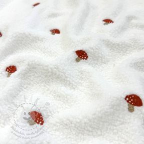 Kabátovina EMBROIDERY Little mushrooms off white