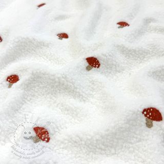 Kabátovina EMBROIDERY Little mushrooms off white