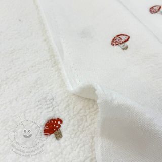 Kabátovina EMBROIDERY Little mushrooms off white