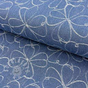 JEANS DENIM JACQUARD Flowers indigo