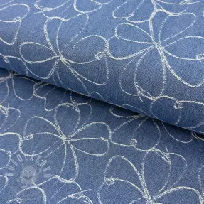 JEANS DENIM JACQUARD Flowers indigo