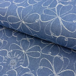 JEANS DENIM JACQUARD Flowers indigo
