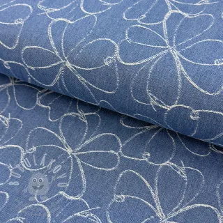 JEANS DENIM JACQUARD Flowers indigo