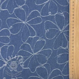 JEANS DENIM JACQUARD Flowers indigo