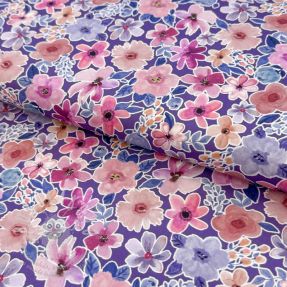 Bavlněná látka Significant flowers purple digital print