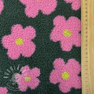 Kabátovina TEDDY JACQUARD Flowers army green/pink