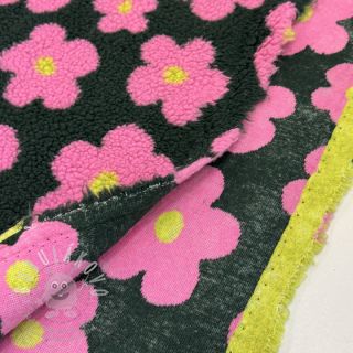 Kabátovina TEDDY JACQUARD Flowers army green/pink