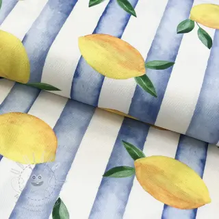 Dekorační látka Lemons blue digital print