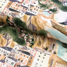 Dekorační látka Houses ecru digital print
