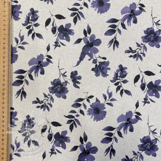 Dekorační látka Linenlook Night flowers digital print