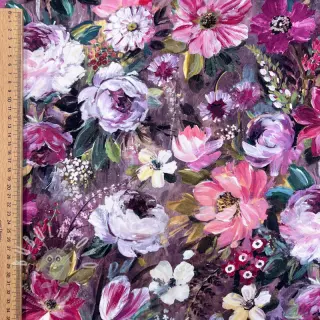 Dekorační látka Oil painting flowers mauve digital print