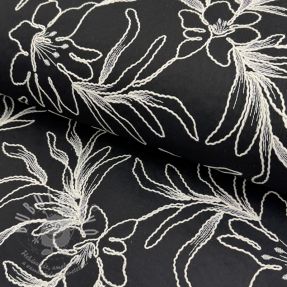 Bavlněná látka EMBROIDERY GABARDINE Luana black