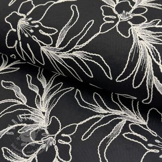 Bavlněná látka EMBROIDERY GABARDINE Luana black