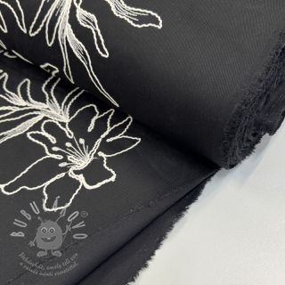 Bavlněná látka EMBROIDERY GABARDINE Luana black