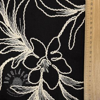 Bavlněná látka EMBROIDERY GABARDINE Luana black
