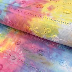 Bavlněná látka EMBROIDERY Tie dye Della design B