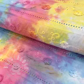 Bavlněná látka EMBROIDERY Tie dye Della design B