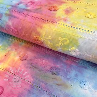 Bavlněná látka EMBROIDERY Tie dye Della design B