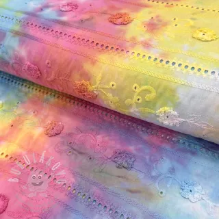 Bavlněná látka EMBROIDERY Tie dye Della design B