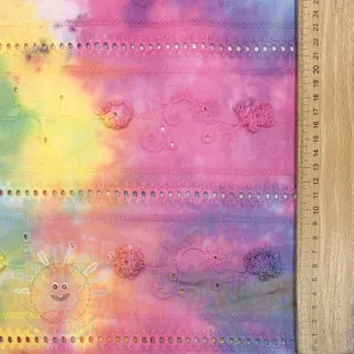 Bavlněná látka EMBROIDERY Tie dye Della design B