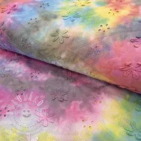 Bavlněná látka EMBROIDERY Tie dye Della design A