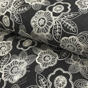 Bavlněná látka JEANS EMBROIDERY Niva design C
