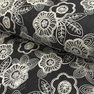 Bavlněná látka JEANS EMBROIDERY Niva design C