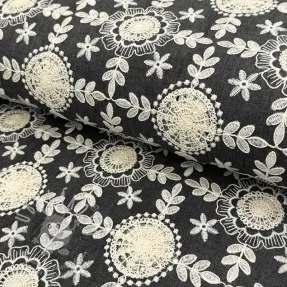 Bavlněná látka JEANS EMBROIDERY Niva design D