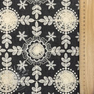 Bavlněná látka JEANS EMBROIDERY Niva design D