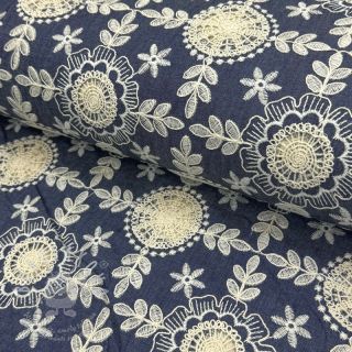 Bavlněná látka JEANS EMBROIDERY Niva design B