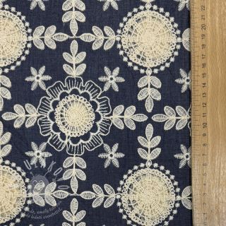 Bavlněná látka JEANS EMBROIDERY Niva design B