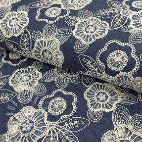 Bavlněná látka JEANS EMBROIDERY Niva design A