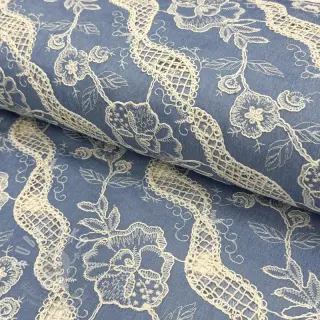 Bavlněná látka JEANS EMBROIDERY Flora design B