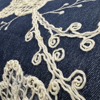 Bavlněná látka JEANS EMBROIDERY Flora design C