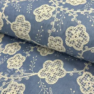 Bavlněná látka JEANS EMBROIDERY Flora design D