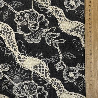 Bavlněná látka JEANS EMBROIDERY Flora design E