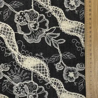 Bavlněná látka JEANS EMBROIDERY Flora design E