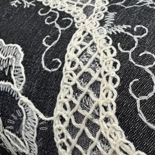 Bavlněná látka JEANS EMBROIDERY Flora design E