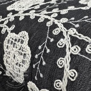 Bavlněná látka JEANS EMBROIDERY Flora design F