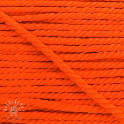 Bavlněná šňůra kroucená 5 mm neon orange