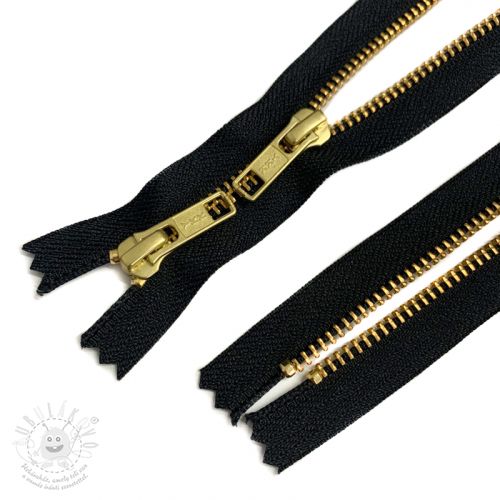 Levně Zip kovový nedělitelný 2 jezdce 56 cm black/gold